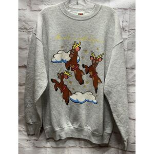 Vintage Fruit‎ Of The Loom Christmas Crew neck Sweatshirt Holiday Reindeer  XL